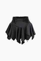 Moon 45 BLACK / S Ruched Drawstring Mini Skirt