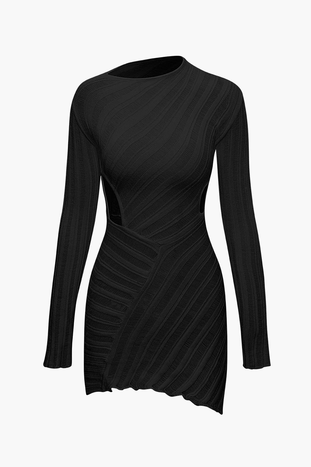 Moon 45 BLACK / XS Asymmetrical Cut Out Knit Mini