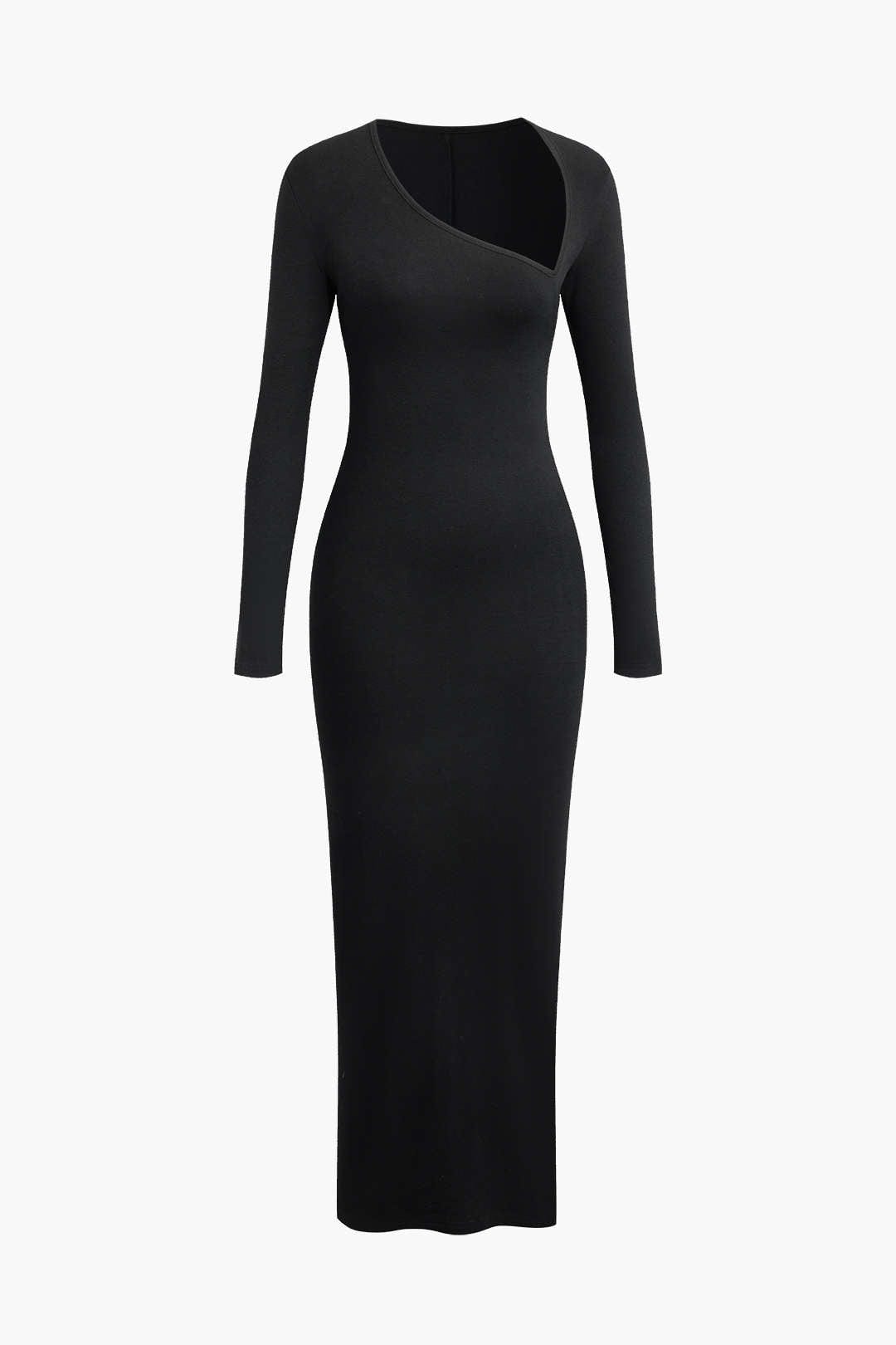 Moon 45 BLACK / XS Asymmetrical Slit Maxi Dress