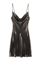 Moon 45 BLACK / XS Cowl Neck Metallic Slip Mini Dress