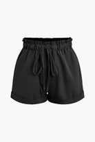 Moon 45 BLACK / XS Drawstring Rolled Hem Shorts