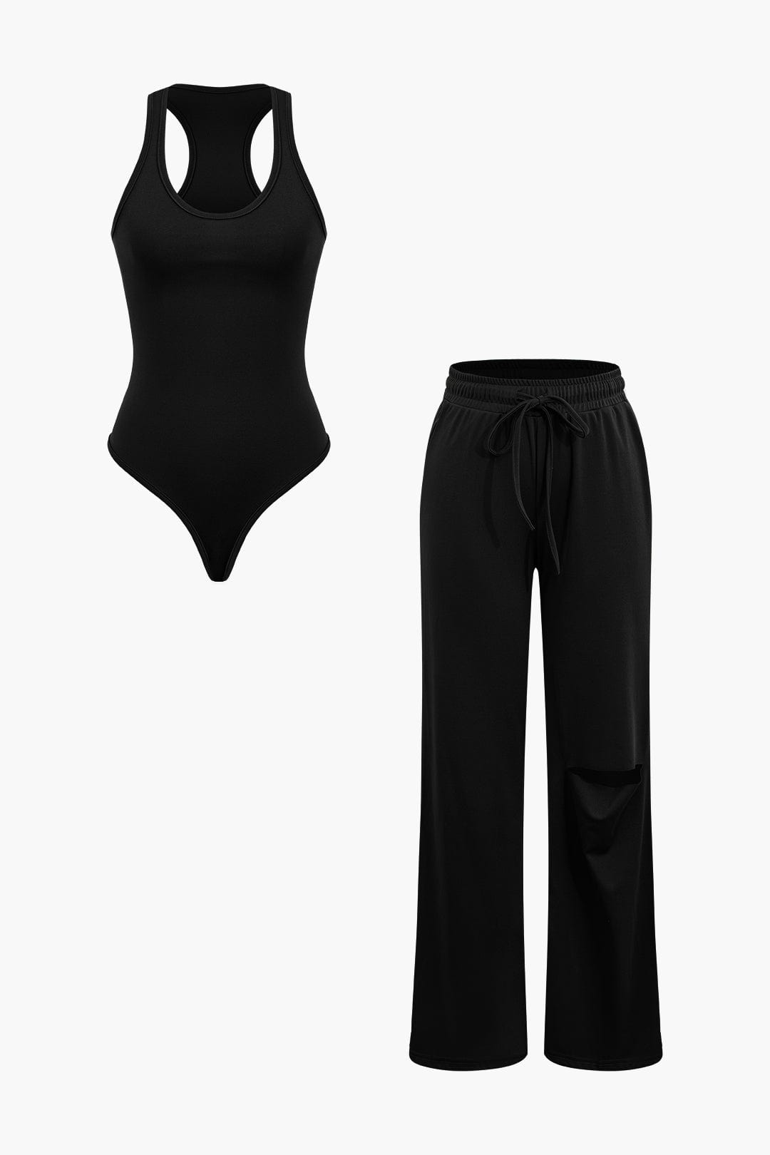 Moon 45 BLACK / XS Effortless Style Bodysuit & Pants Set