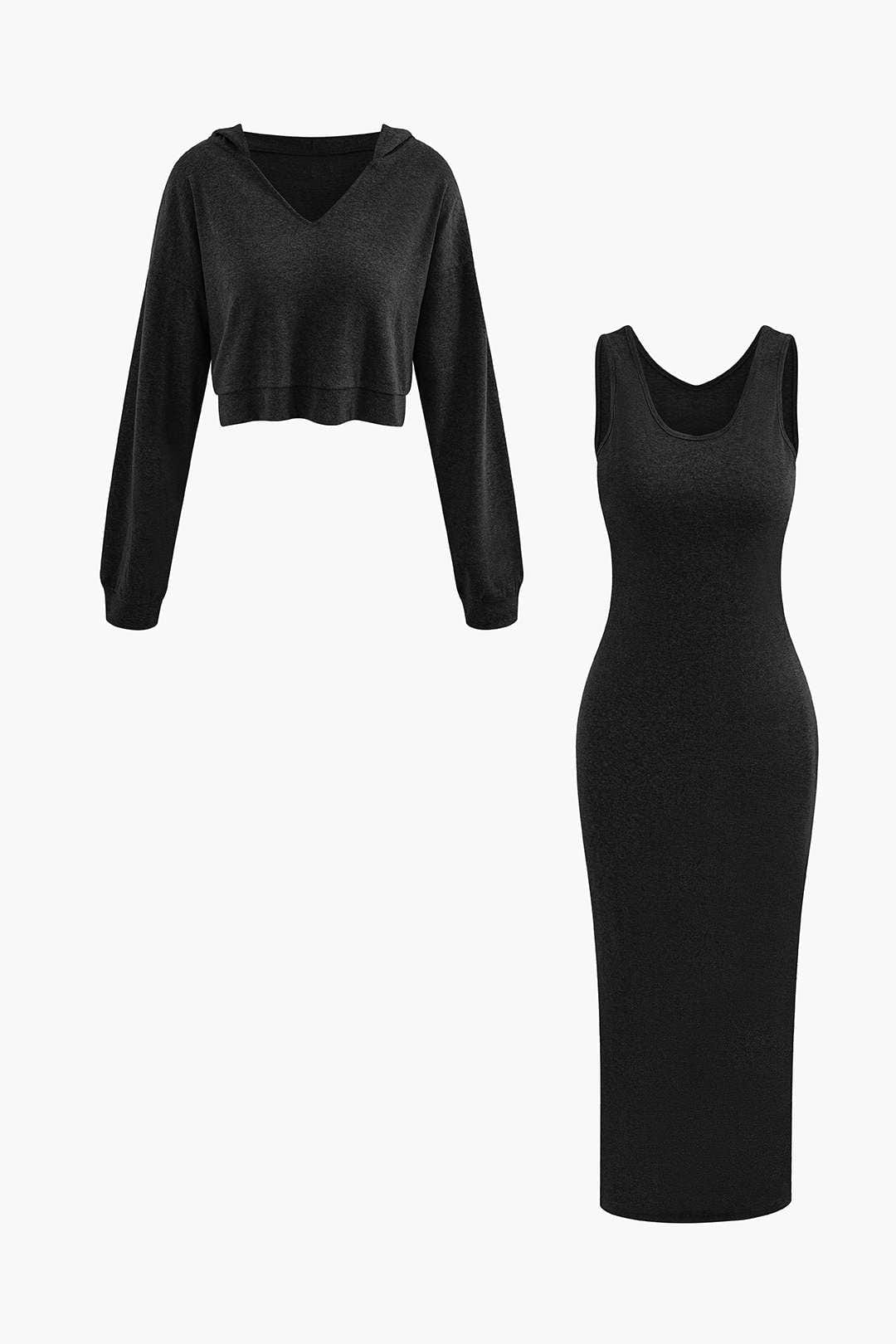 Moon 45 BLACK / XS Effortless V-Neck Maxi Set