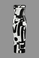 Moon 45 BLACK / XS Geometric Pattern Strapless Knit Maxi Dress