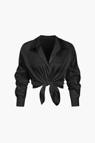 Moon 45 BLACK / XS Sleek Satin Long-Sleeve Shirt