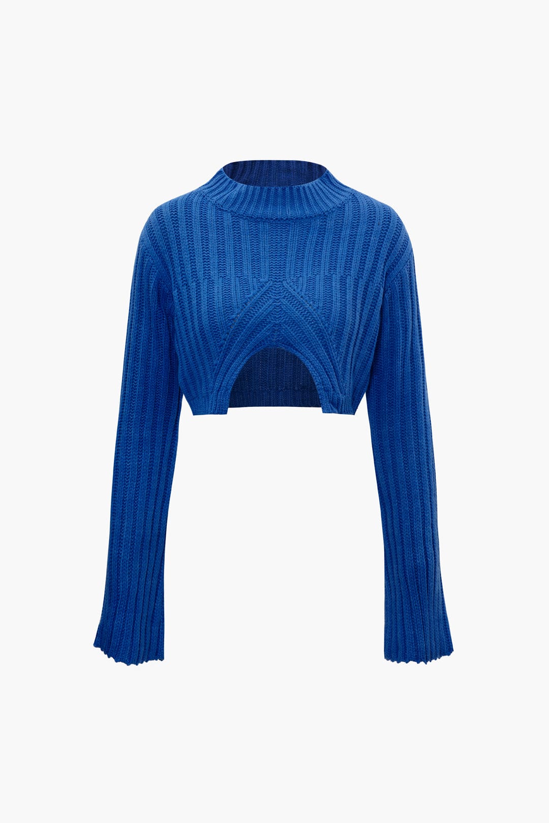 Moon 45 BLUE / S Slit Front Knit Crop Top