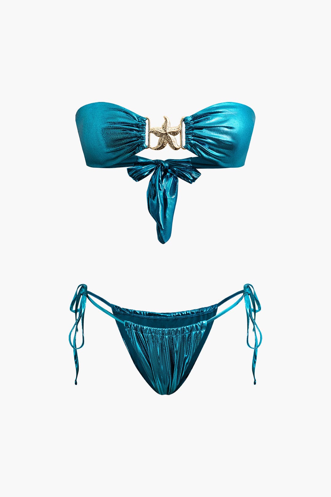 Moon 45 BLUE / XS Starfish Knot Ruched Bikini Set