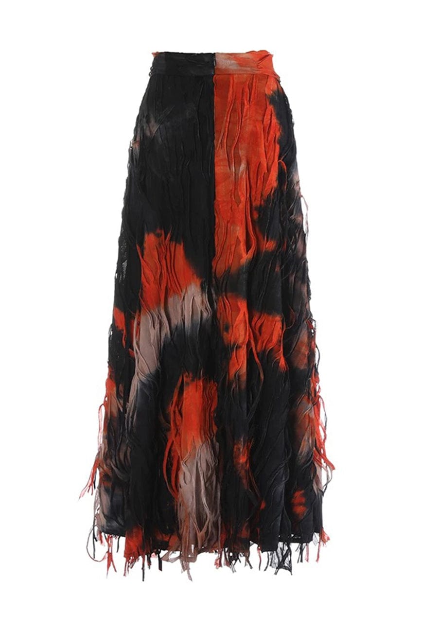 Moon 45 Bohemian Fringe Layered Maxi Skirt