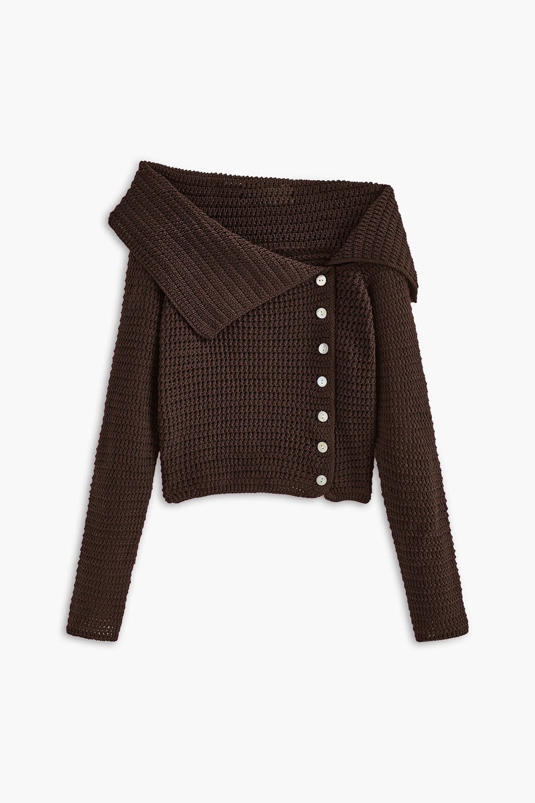 Moon 45 Brown / S Asymmetrical Breasted Knit Top