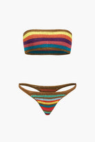 Moon 45 BROWN / S Rainbow Stripe Crochet Bikini Set