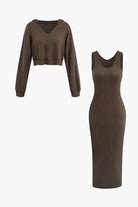 Moon 45 BROWN / XS Effortless V-Neck Maxi Set