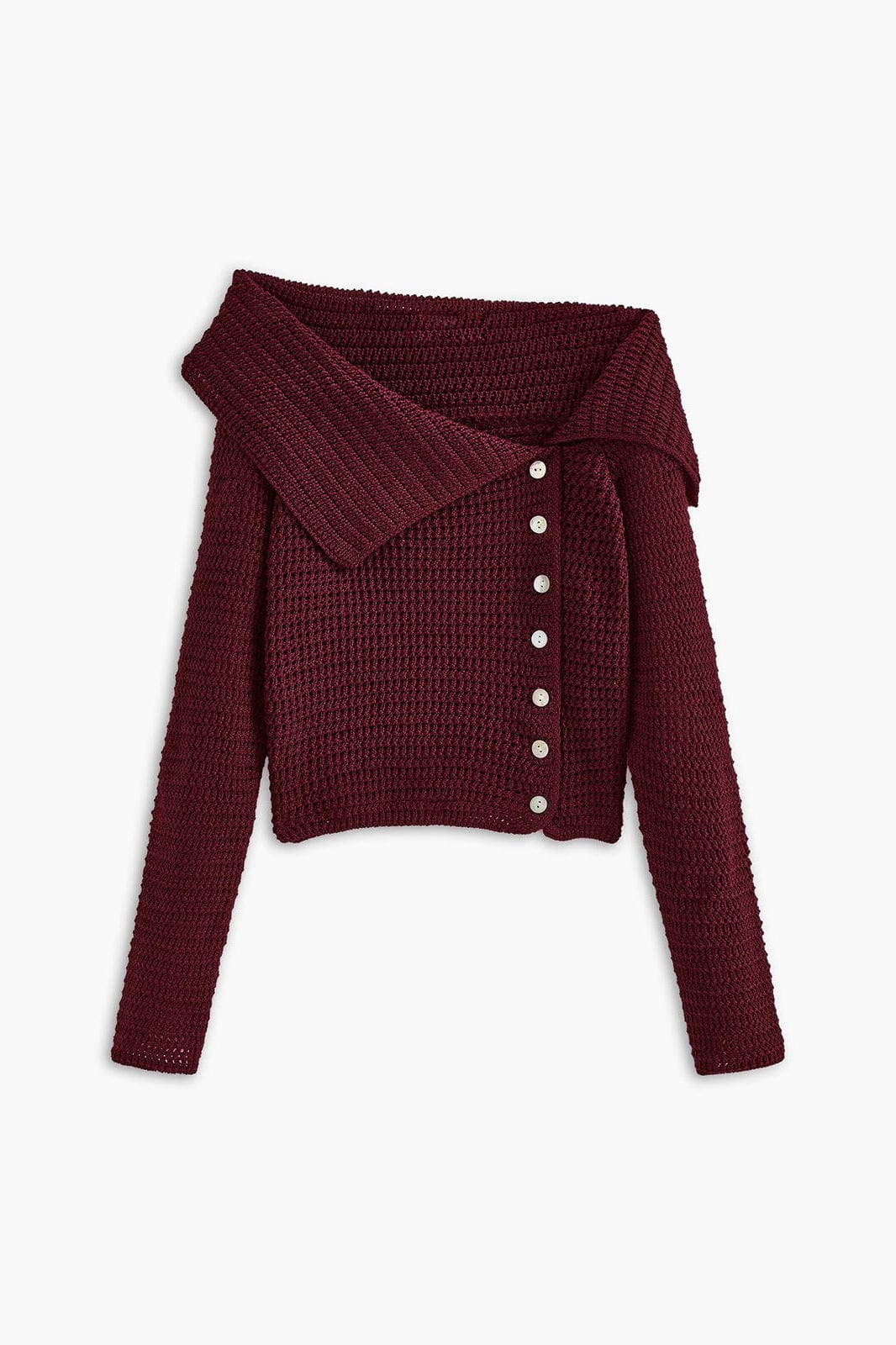 Moon 45 BURGUNDY / S Asymmetrical Breasted Knit Top