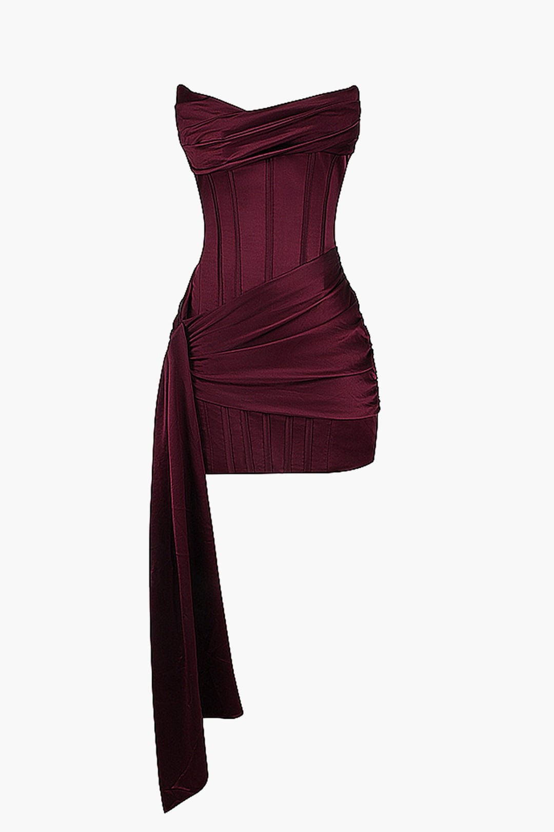 Moon 45 BURGUNDY / S Satin Mini Dress