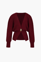 Moon 45 BURGUNDY / S V-neck Sweater Cardigan