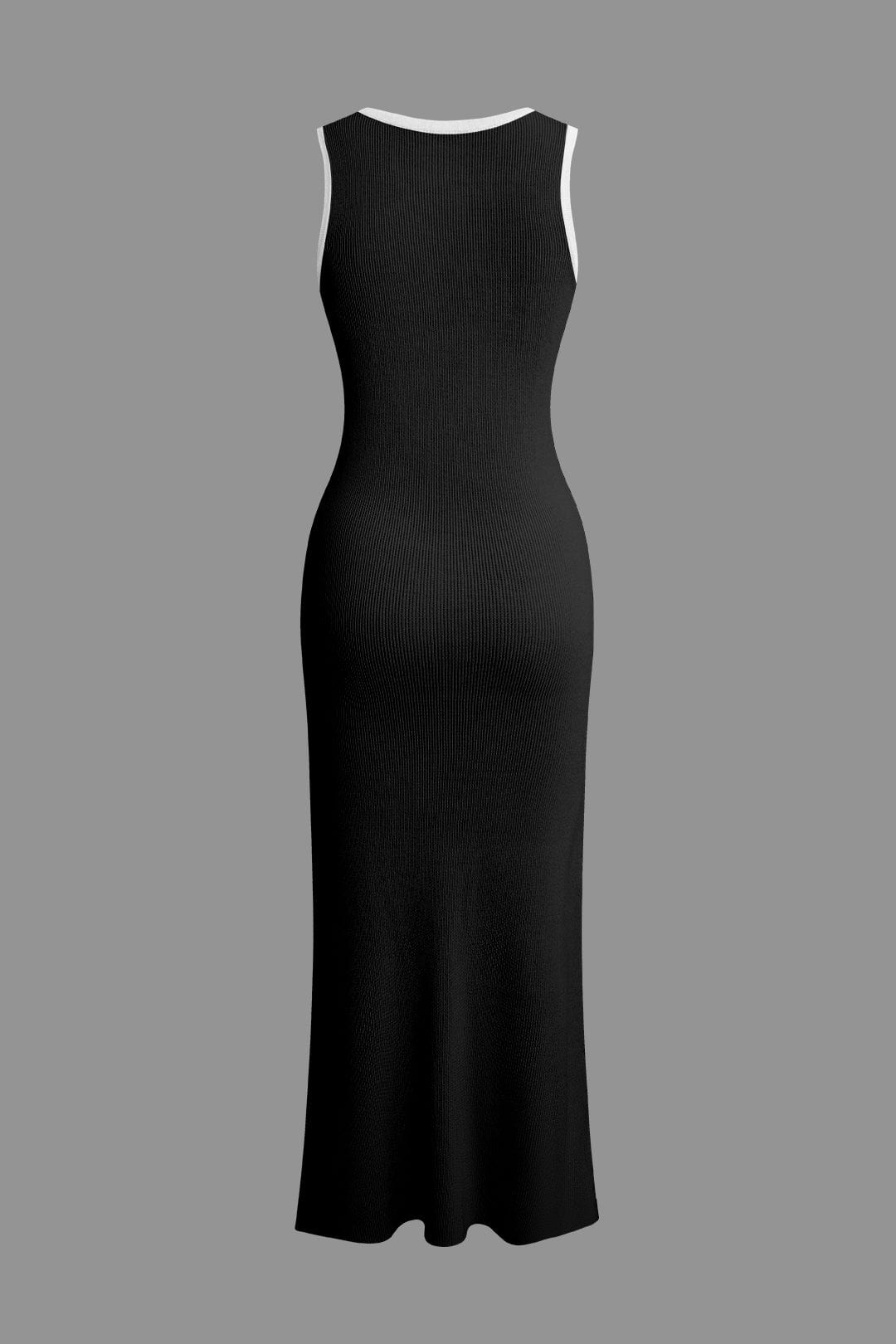 Moon 45 Button Front Sleeveless Ribbed Knit Maxi Dress