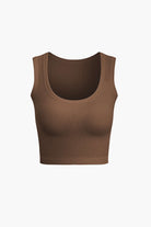 Moon 45 COFFEE / S Basic Solid Crop Tank Top