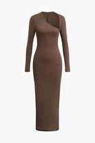 Moon 45 COFFEE / XS Asymmetrical Slit Maxi Dress