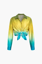 Moon 45 Contrast Color / XS Ombre Satin Long Sleeve Shirt