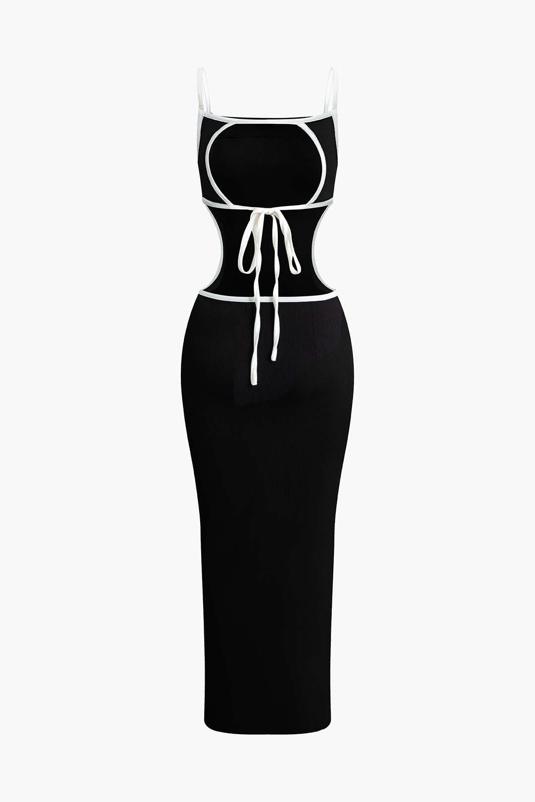 Moon 45 Contrast Cut Out Backless Slip Maxi Dress