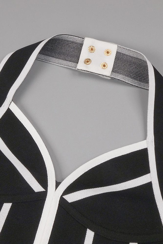 Moon 45 Contrast Knitted Halter Dress