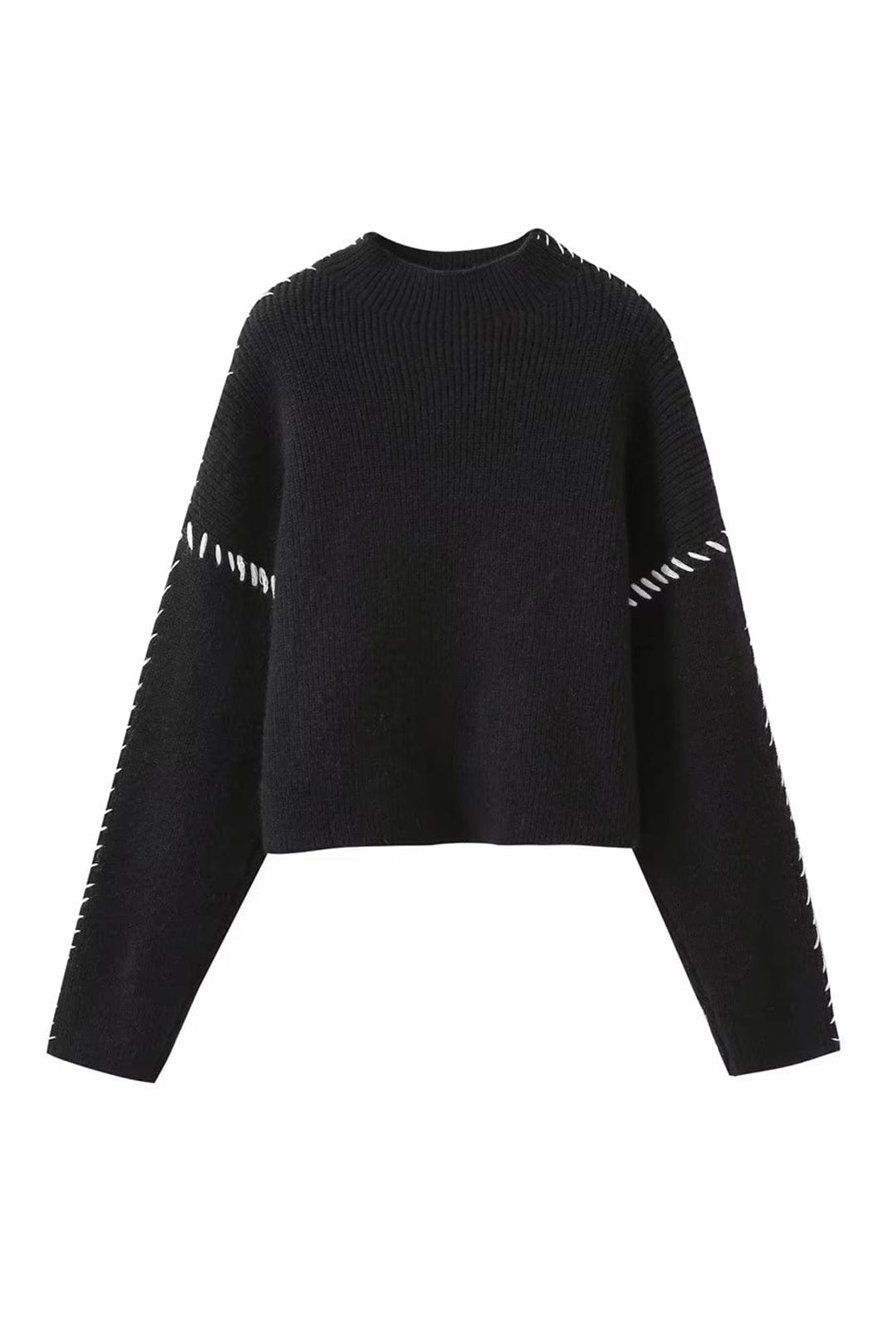 Moon 45 Contrast Whipstitch Turtleneck Sweat