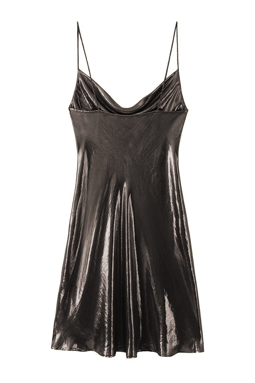 Moon 45 Cowl Neck Metallic Slip Mini Dress