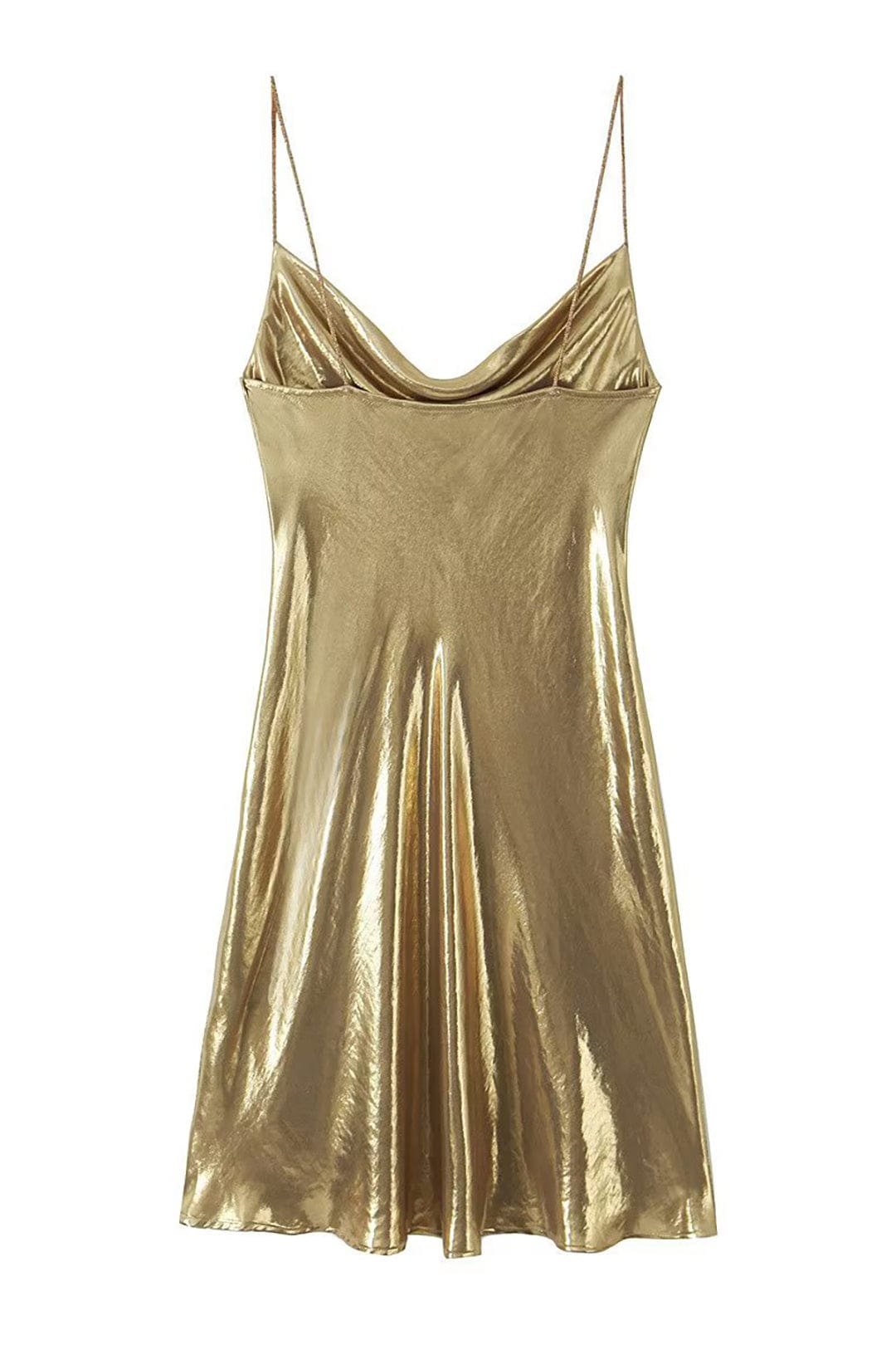 Moon 45 Cowl Neck Metallic Slip Mini Dress