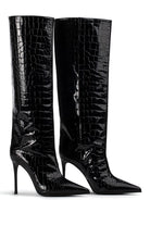 Moon 45 Crocodile Leather High Tube Pointed Toe Over The Knee Boots