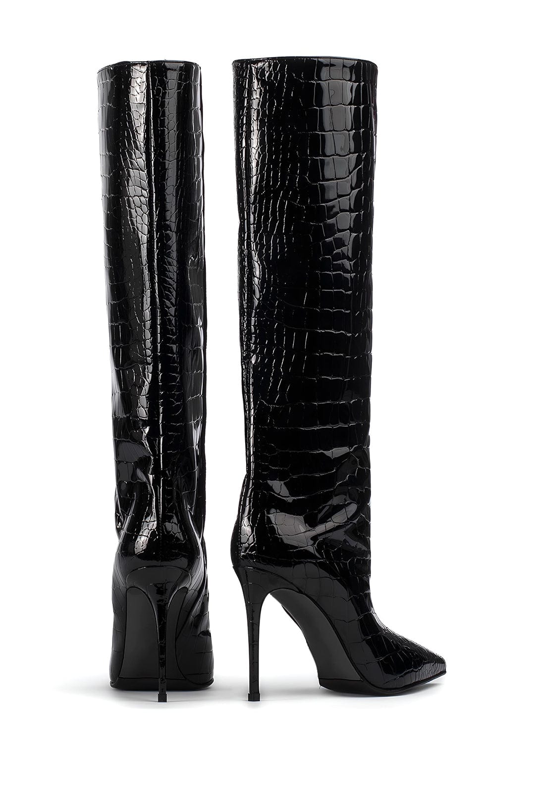 Moon 45 Crocodile Leather High Tube Pointed Toe Over The Knee Boots