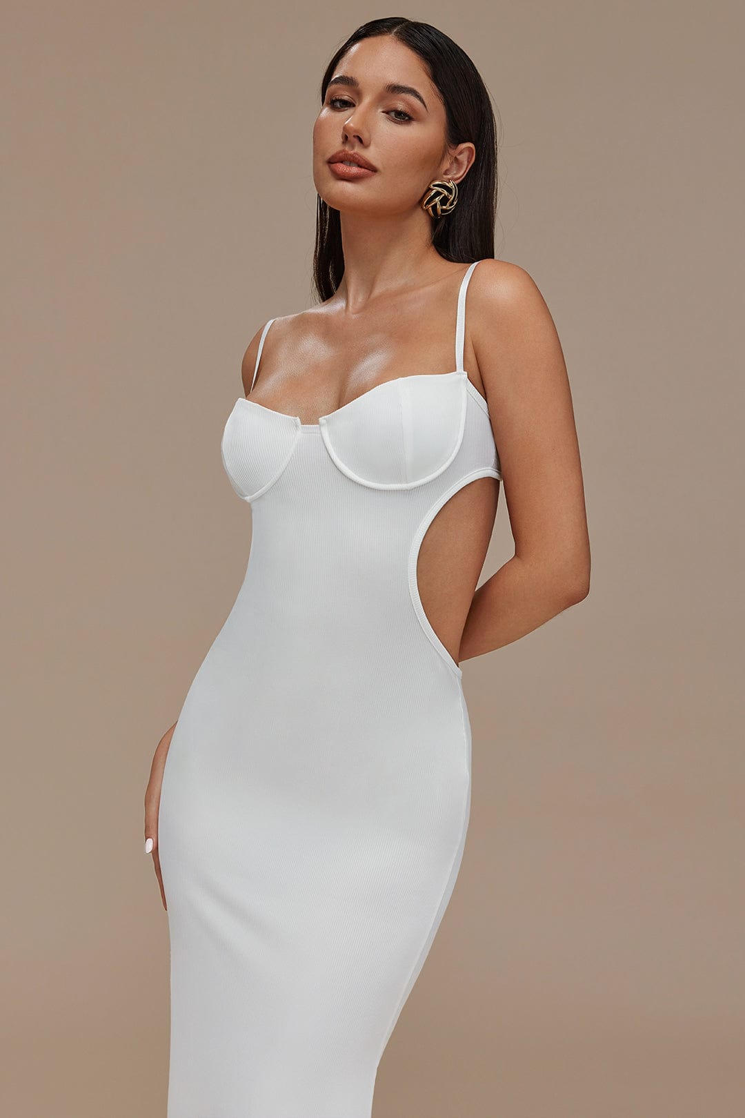 Moon 45 Cut Out Backless Bustier Slip Maxi Dress