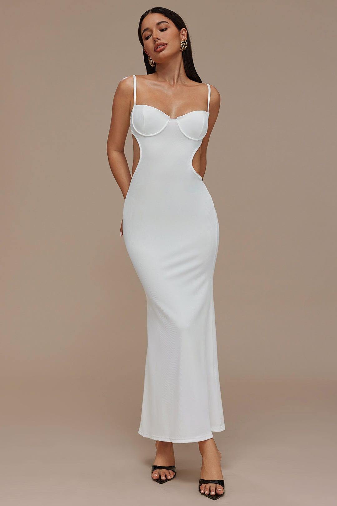 Moon 45 Cut Out Backless Bustier Slip Maxi Dress