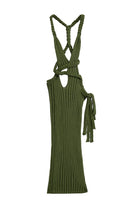Moon 45 Dark Green / XS Backless Cable Knit Beach Maxi Dress