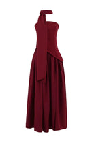 Moon 45 Dark Red / XS Adjustable Strapless Mesh Patchwork Dress