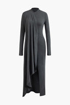 Moon 45 Elegant Ruched Mock Neck Maxi