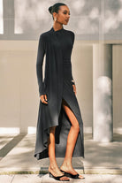 Moon 45 Elegant Ruched Mock Neck Maxi