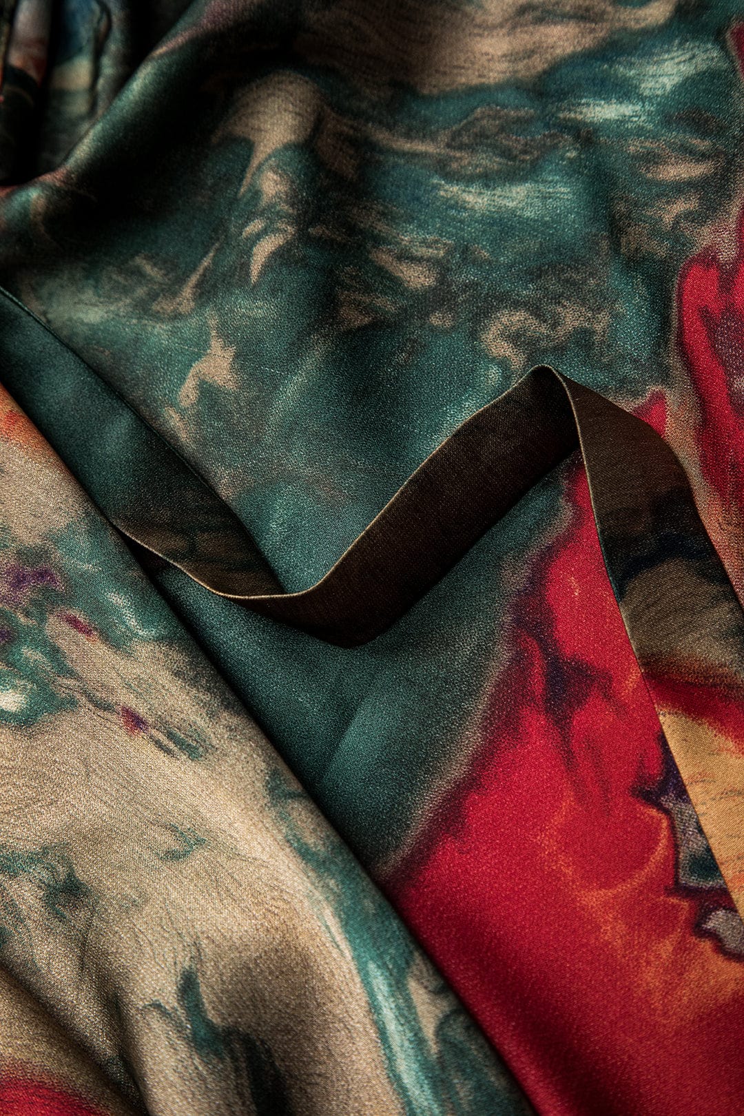 Moon 45 Floral / One size Satin Floral Print Tie Front Skirt