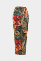 Moon 45 Floral / One size Satin Floral Print Tie Front Skirt