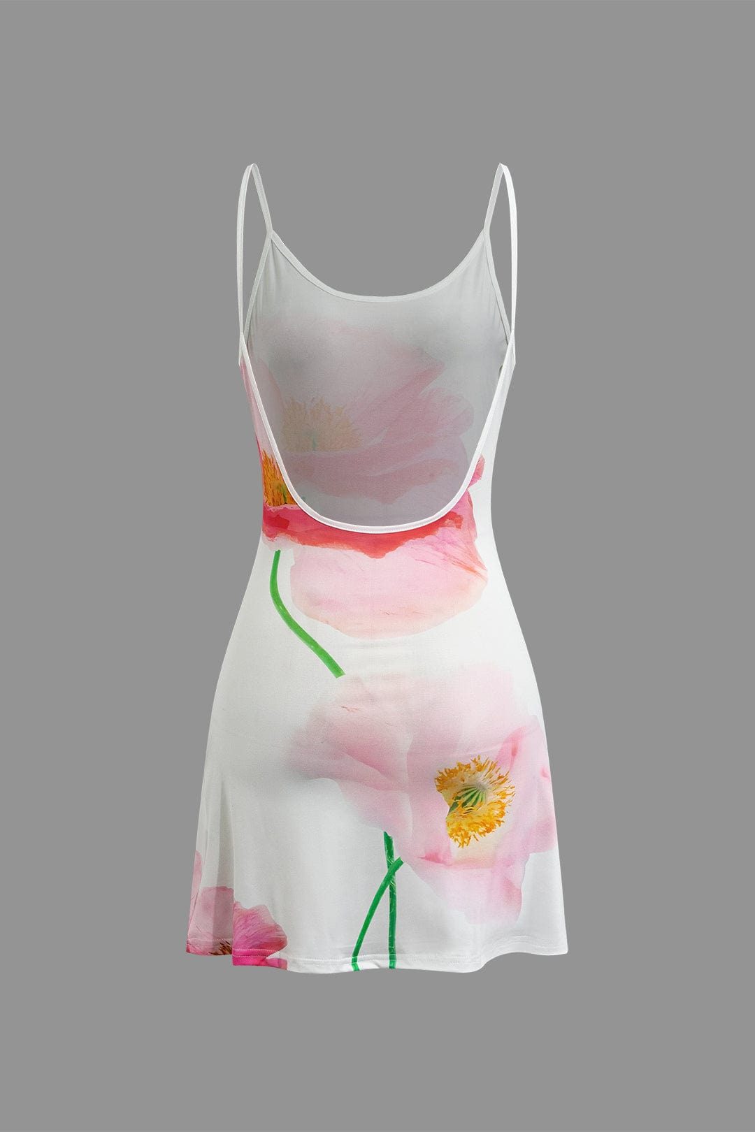 Moon 45 Floral Print Backless Slip Mini Dress