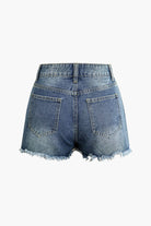 Moon 45 Frayed Destroyed Denim Shorts