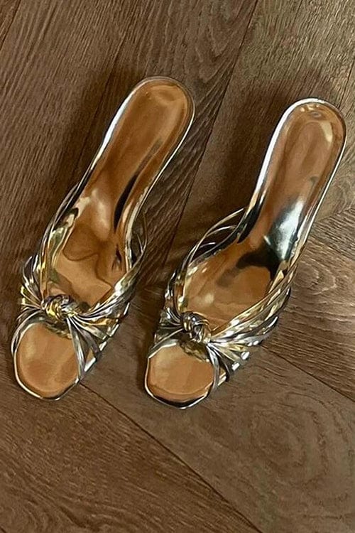 Moon 45 Gold and Silver Knotted French-Style Sandals
