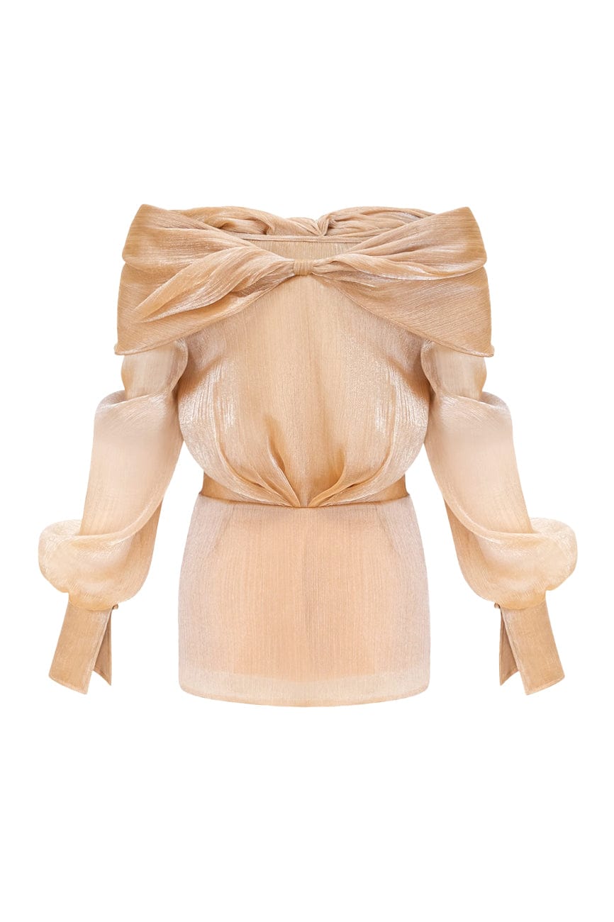 Moon 45 Gold Crystal-embellished Panelled Mini Dress