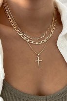 Moon 45 Gold / ONE SIZE Elegant Cross Layered Necklace