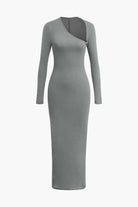 Moon 45 GRAY / XS Asymmetrical Slit Maxi Dress