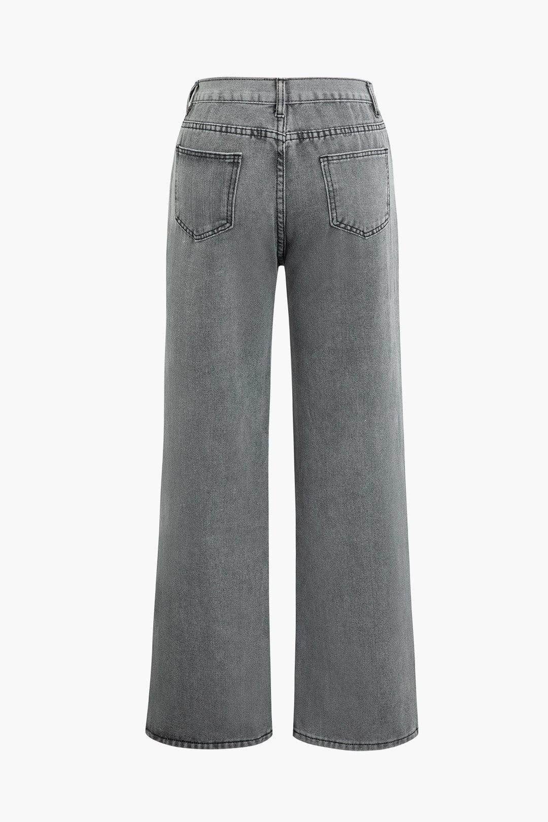 Moon 45 GRAY / XS Ripped Slit Straight Leg Jeans