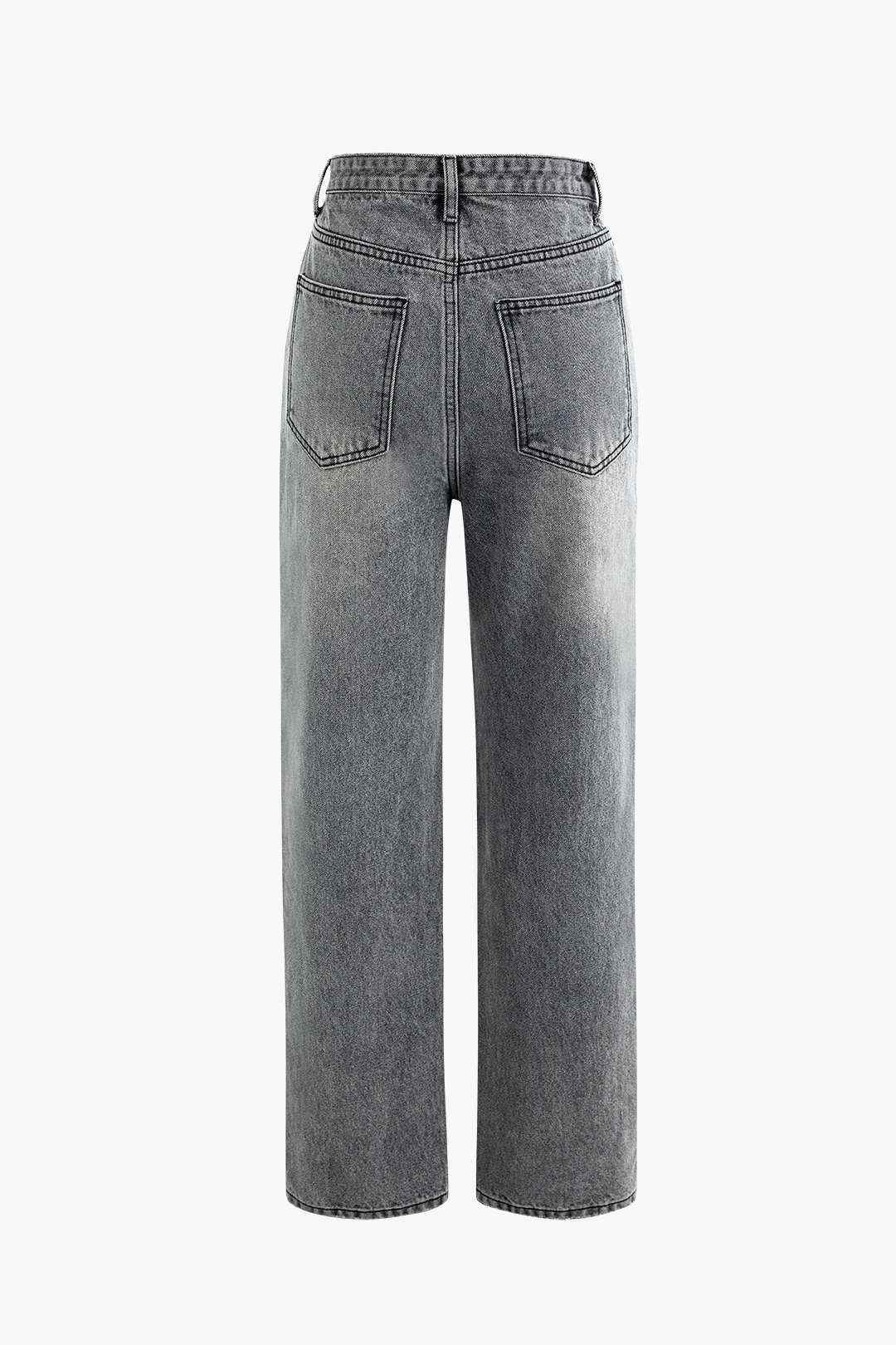 Moon 45 GRAY / XXS Asymmetric Waist Straight Leg Jeans