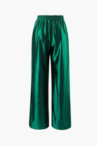 Moon 45 GREEN / 2XS Satin Drawstring Wide Leg Pants