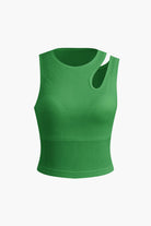 Moon 45 GREEN / S Basic Cut Out Tank Top