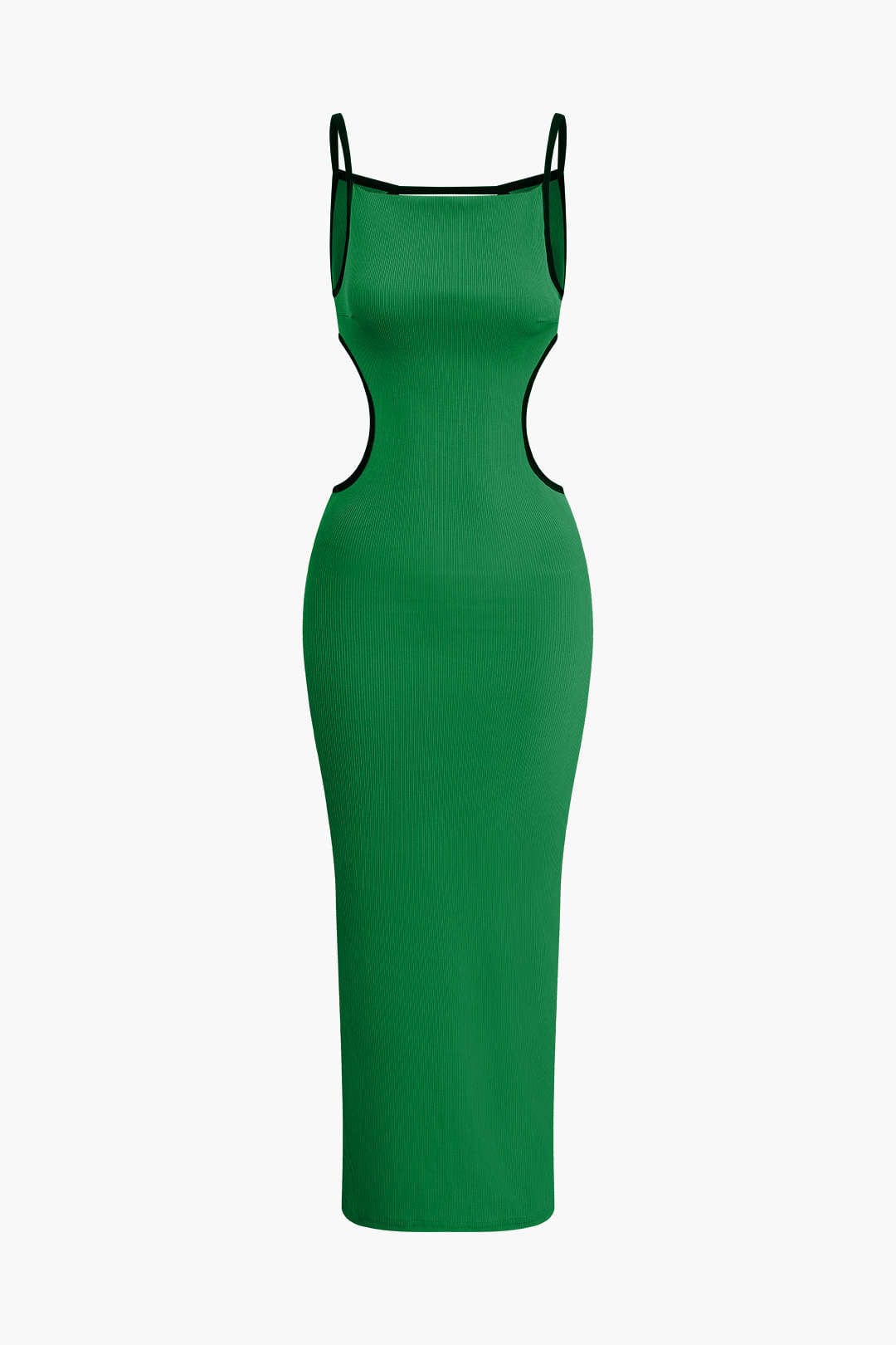 Moon 45 GREEN / XS Contrast Cut Out Backless Slip Maxi Dress