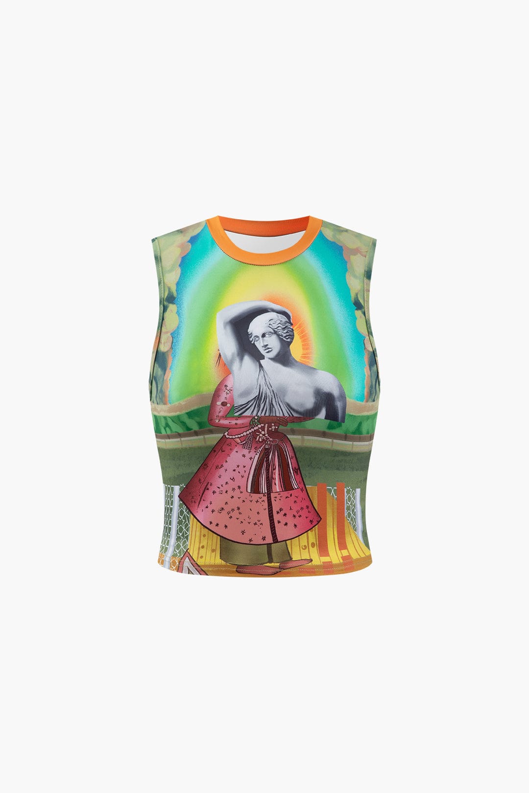 Moon 45 GREEN / XS Retro Statue Print Tank Top