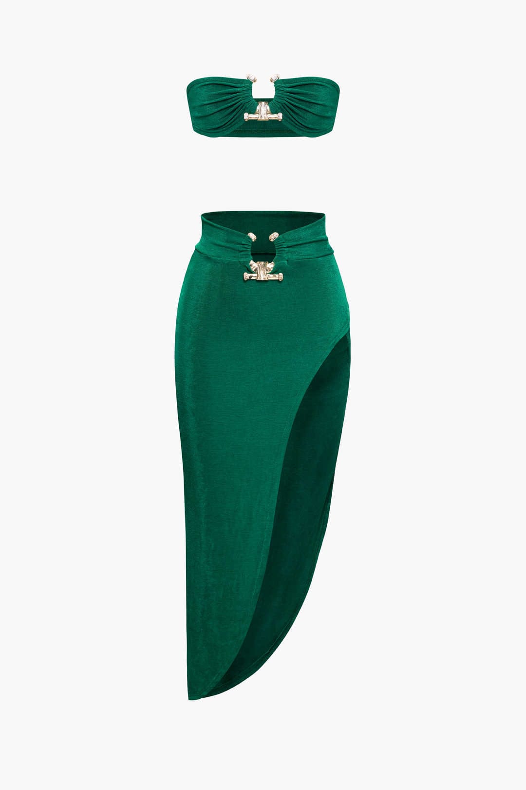 Moon 45 GREEN / XS Tube Top & Slit Skirt Set